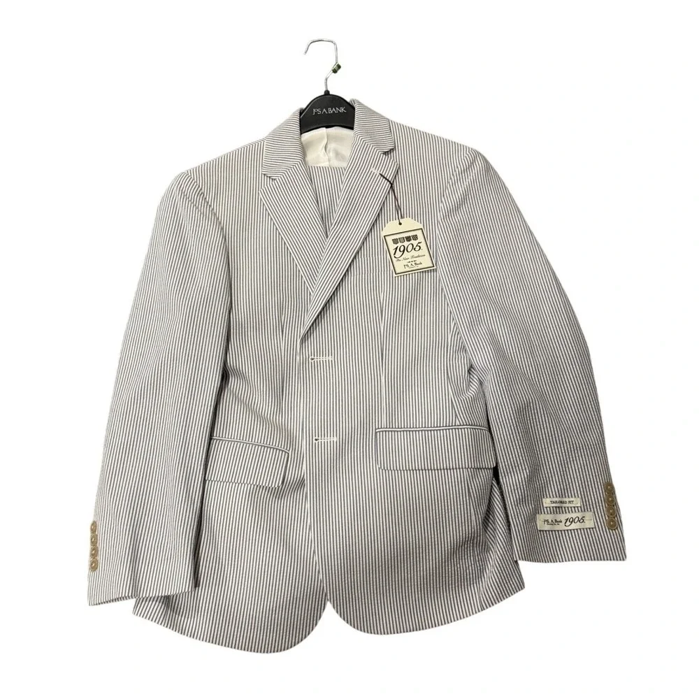 JOS A BANK 1905 Mens Spring Seersucker Stripe Blazer And Pants Suit Set 36S‎ 30W